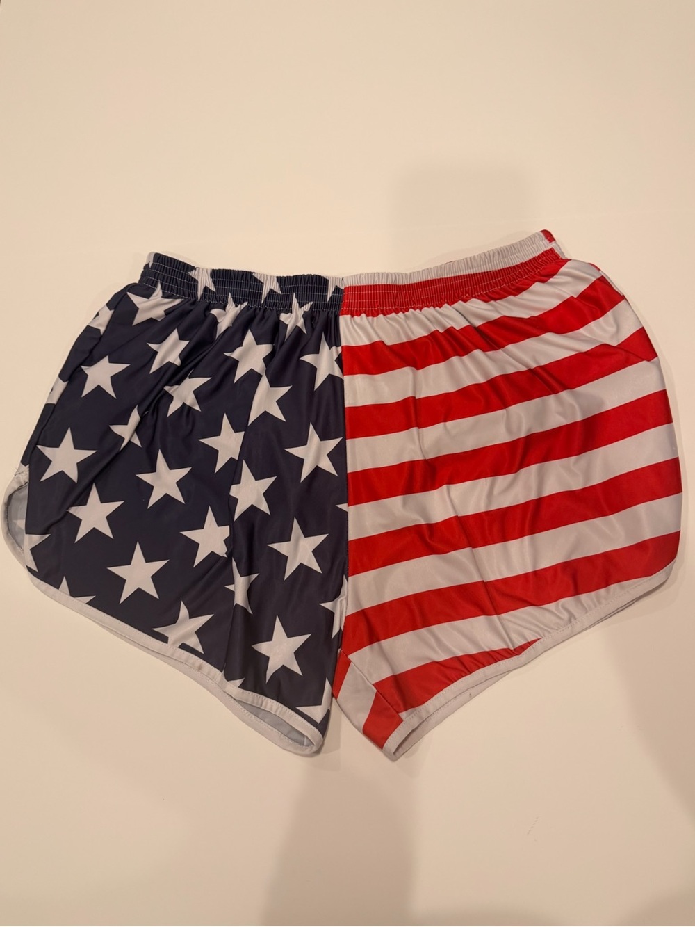 VTG Semper Silkies USA Flag Running sexy Athletic Shorts Red White Blue L July 4